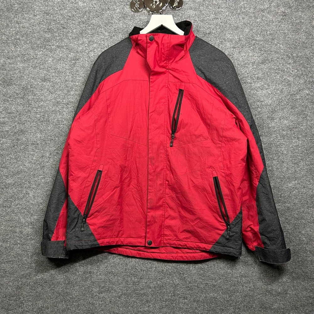 ZeroXposur Ski Jacket Mens Red Gray Colorblock Pockets Winter Hiking Outdoor - L